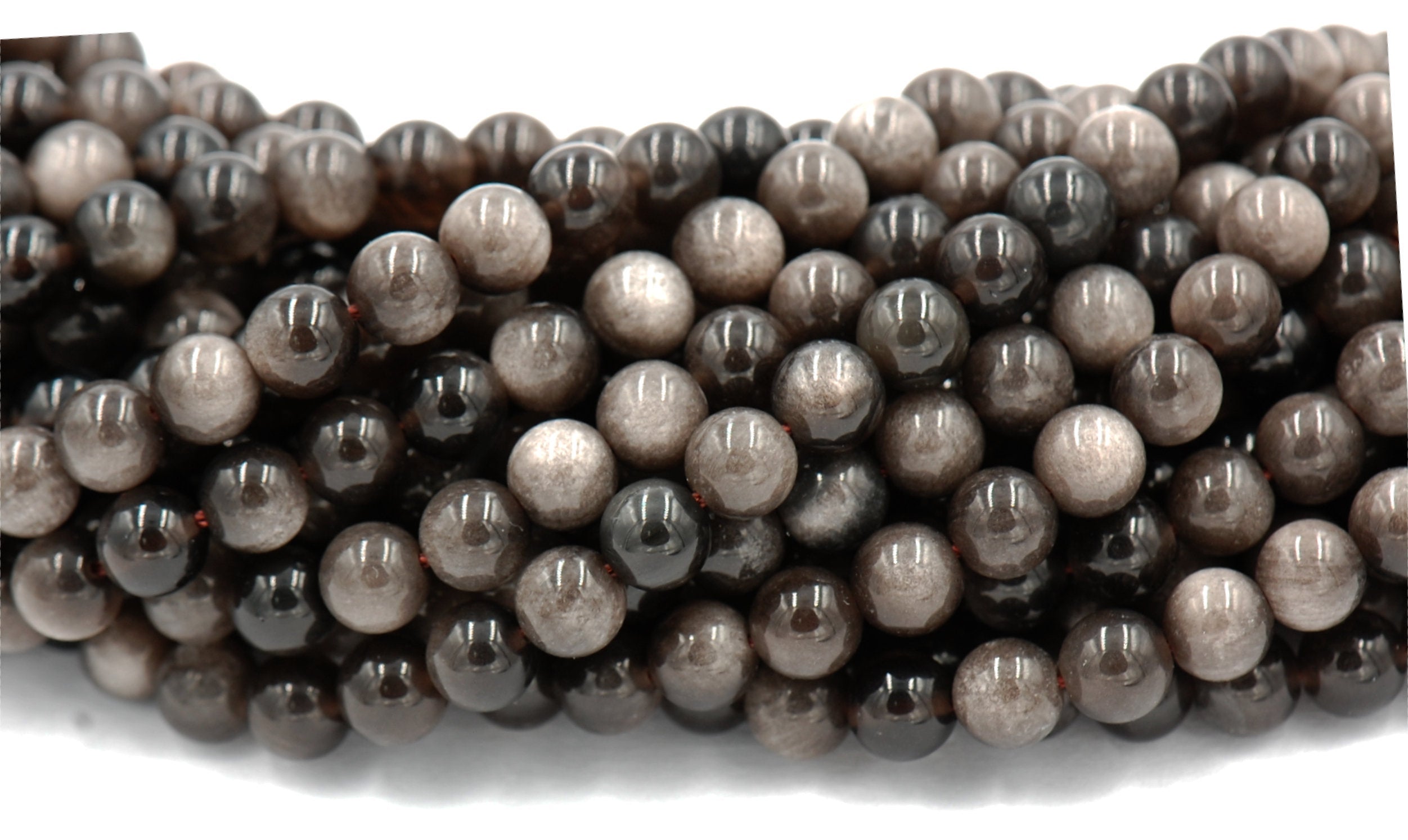 Silver Obsidian (natural) 6mm,8mm,10mm,12mm round-full strand
