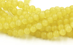 Cat Eye Beads Light Yellow 4mm, 6mm, 8mm, 10mm, 12mm  -14.5 inch strand