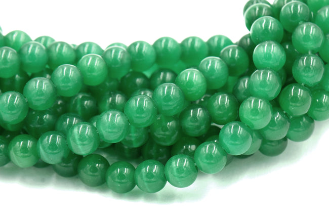 Cat Eye Beads Green 4mm, 6mm, 8mm, 10mm, 12mm  -14.5 inch strand Main Image