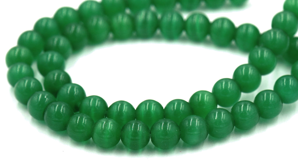 Cat Eye Beads Green 4mm, 6mm, 8mm, 10mm, 12mm  -14.5 inch strand