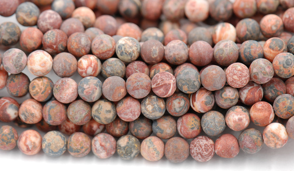 Terracotta Red Leopard Skin Jasper, Frosted 6mm 8mm 10mm  -15 inch strand