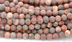 Terracotta Red Leopard Skin Jasper, Frosted 6mm 8mm 10mm  -15 inch strand