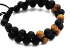 Matte Black Onyx and Tiger Eye 8mm Double Layer Wrap Beaded Bracelet