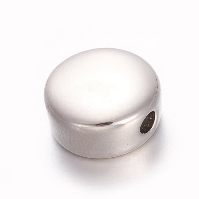 304 Stainless Steel Beads, Flat Round, Stainless Steel Color, 12mm -2pc Main Image