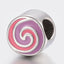 304 Stainless Steel European Enamel Beads, Large Hole Beads, Flat Round with Vortex -1pc