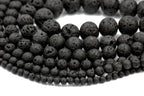 Natural Lava Beads, Full Strand, Round Black Volcanic Rock, Gemstones wholesale mala, 4mm 6mm 8mm 10mm 12mm 14mm