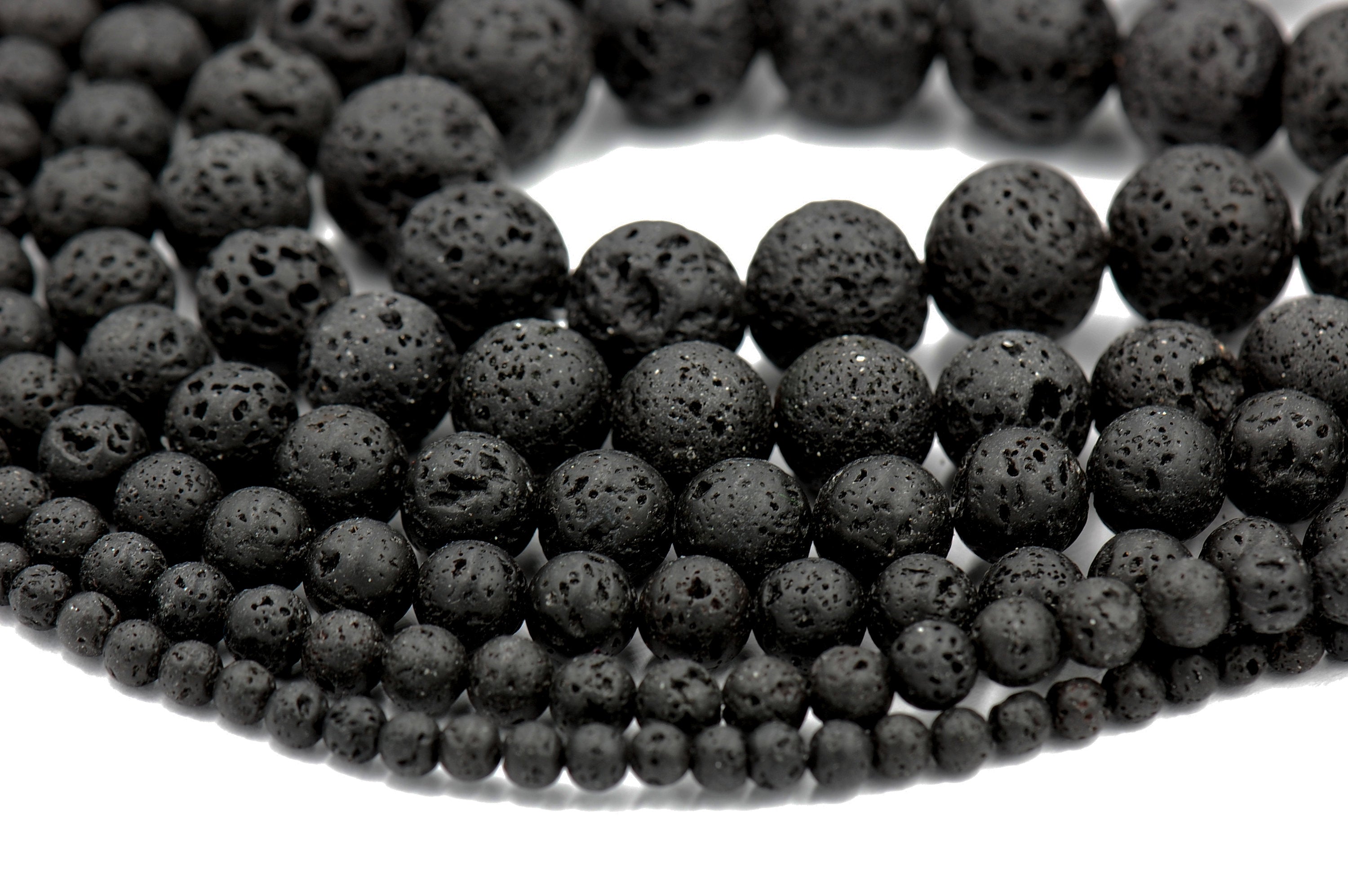 Natural Lava Beads, Full Strand, Round Black Volcanic Rock, Gemstones wholesale mala, 4mm 6mm 8mm 10mm 12mm 14mm