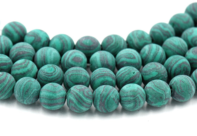 Synthetic Matte Malachite Beads Strands, Dyed, Round, green, 4mm, 6mm,8mm,10mm -full strand Hover Image