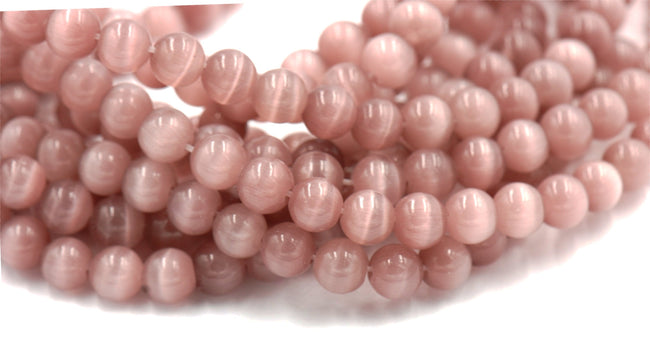 Cat Eye Beads Buff Pink 4mm, 6mm, 8mm, 10mm, 12mm  -14.5 inch strand Hover Image