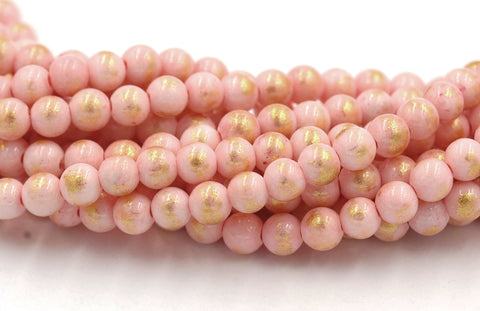 Antique Light Apricot Pink Gold Dust Jade 4mm, 6mm, 8mm, 10mm, 12mm Round Beads -15 inch strand