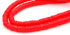 Flat Round Handmade Polymer Clay Bead Spacers, Bright Coral, 6x1mm