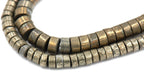 Natural Pyrite Rondelle Beads 3x2mm, 6x4mm, 8x4mm Flat Round  -Full Strand