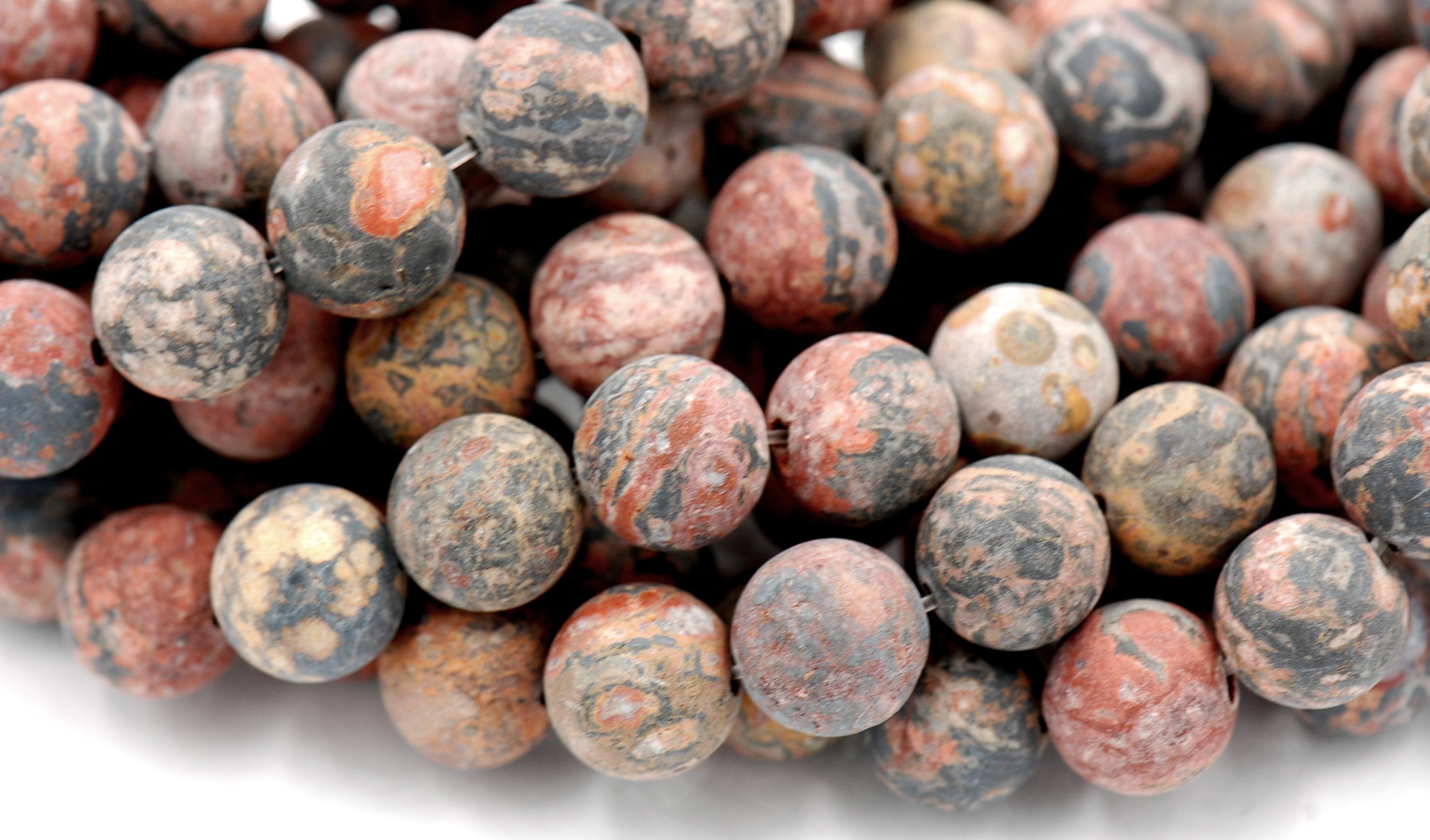 Terracotta Red Leopard Skin Jasper, Frosted 6mm 8mm 10mm  -15 inch strand