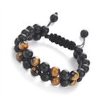 Matte Black Onyx and Tiger Eye 8mm Double Layer Wrap Beaded Bracelet