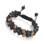Matte Black Onyx and Tiger Eye 8mm Double Layer Wrap Beaded Bracelet Main Image
