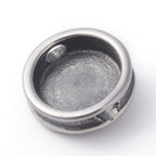 304 Stainless Steel Beads, Flat Round with Skull, Antique Silver -1pc