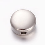 304 Stainless Steel Beads, Flat Round, Stainless Steel Color, 12mm -1pc