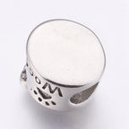 304 Stainless Steel European Beads, 10m Large Hole Beads, with Rhinestone,Dog bowl with Bone, Antique Silver,  -1pc