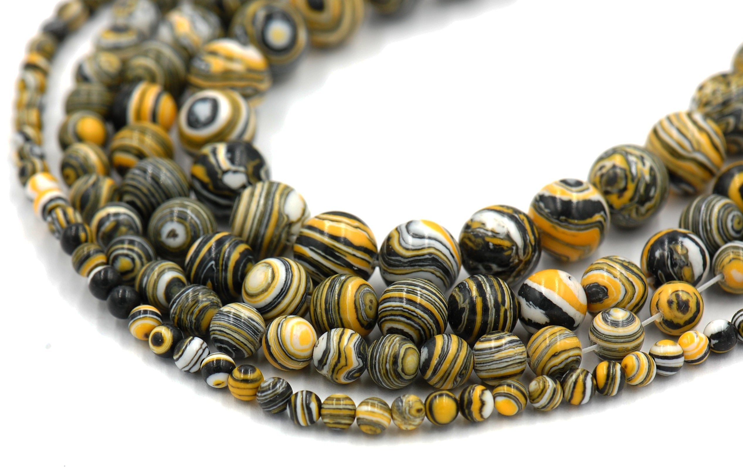 Synthetic Malachite Beads Strands, Dyed, Round, Yellow, 4mm, 6mm,8mm,10mm -full strand