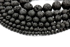Natural Lava Beads, Full Strand, Round Black Volcanic Rock, Gemstones wholesale mala, 4mm 6mm 8mm 10mm 12mm 14mm