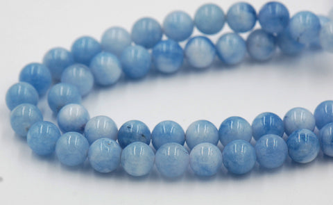 Imitation Aquamarine Jade, 4mm, 6mm, 8mm, 10mm, 12mm Blue Jade Round Beads in Opaque Finish -15 inch strand