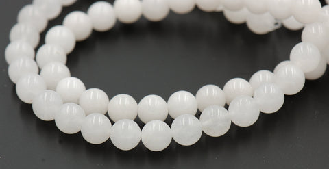 Ecrue White Jade, 4mm, 6mm, 8mm, 10mm, 12mm Jade Round Beads in Semi Opaque Finish -15 inch strand