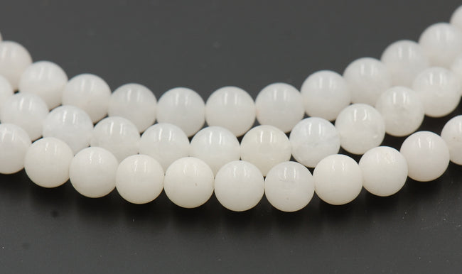 Antique White Jade, 4mm, 6mm, 8mm, 10mm, 12mm Jade Round Beads -15 inch strand Hover Image