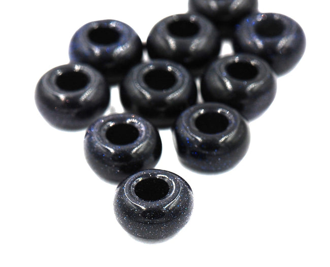 Large Hole Blue Goldstone, European Beads, Round 14mm Main Image