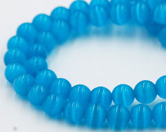 Cat Eye Beads TURQUOSE BLUE 4mm, 6mm, 8mm, 10mm, 12mm  -14.5 inch strand