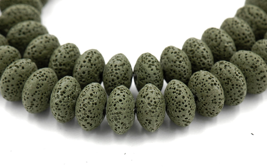 Natural Lava Rondelle 15x9mm Saucer Lava Beads - 14.5" strand