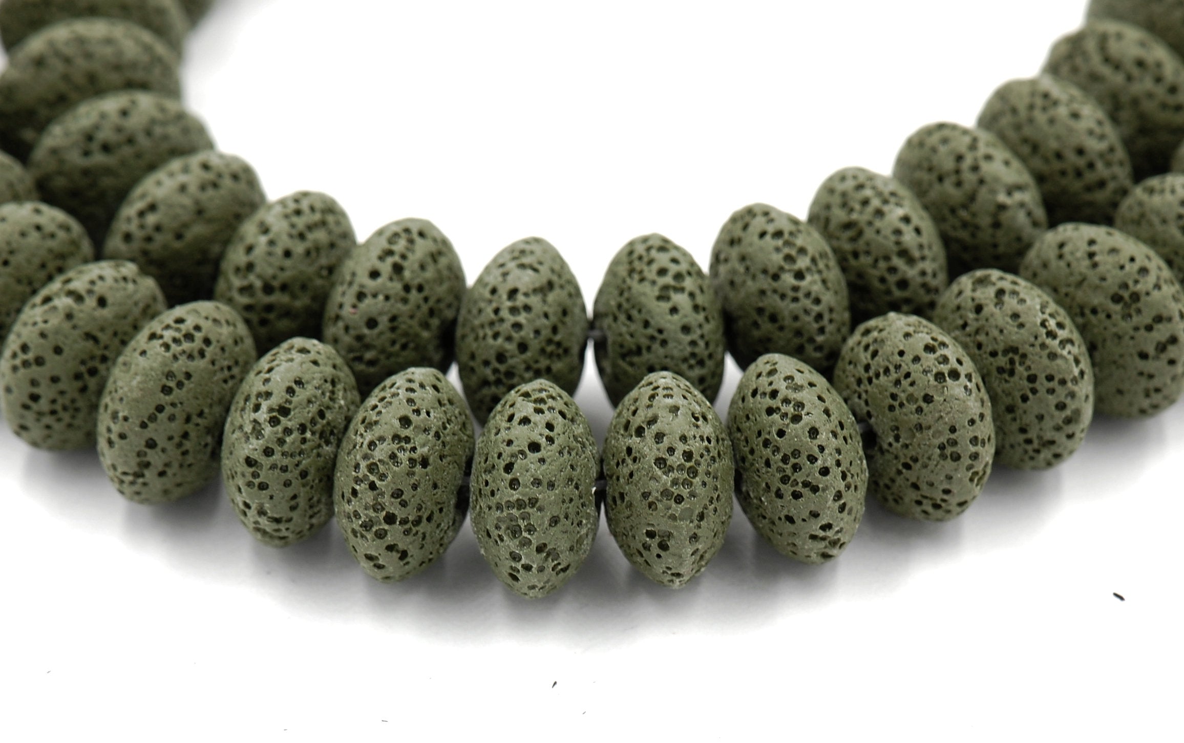 Natural Lava Rondelle 15x9mm Saucer Lava Beads - 14.5" strand