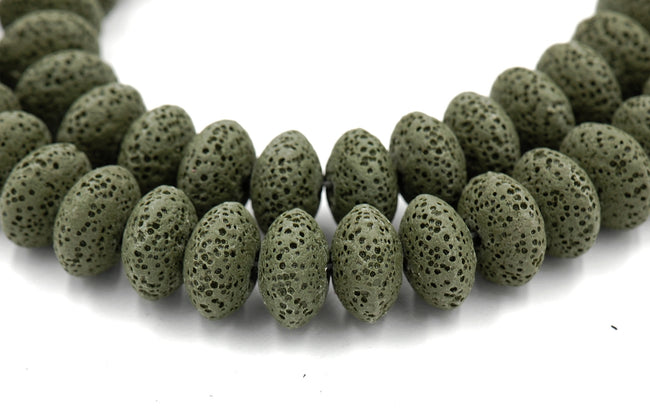 Natural Lava Rondelle 15x9mm Saucer Lava Beads - 14.5" strand Hover Image
