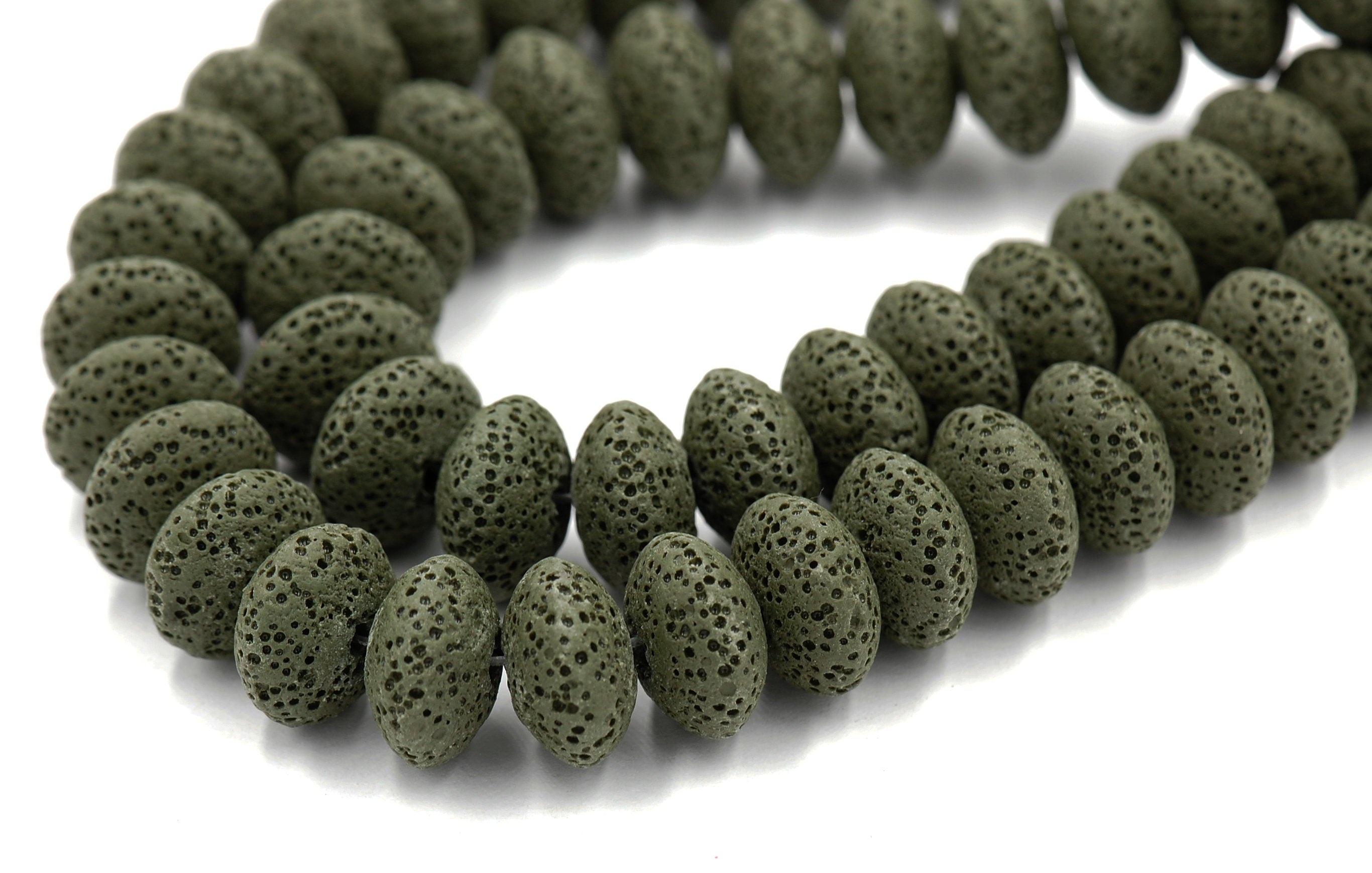 Natural Lava Rondelle 15x9mm Saucer Lava Beads - 14.5" strand