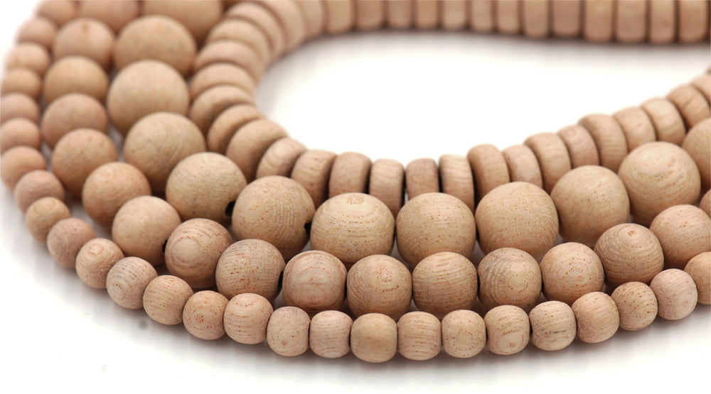 Natural UNWAXED Rosewood Beads 6mm, 8mm, 10mm, 12mm, 15mm, 8x4mm Rondelle undyed wood beads -16 inch strand