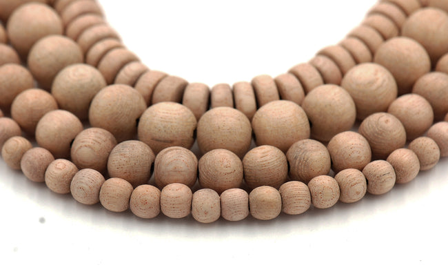 Natural UNWAXED Rosewood Beads 6mm, 8mm, 10mm, 12mm, 15mm, 8x4mm Rondelle undyed wood beads -16 inch strand Main Image
