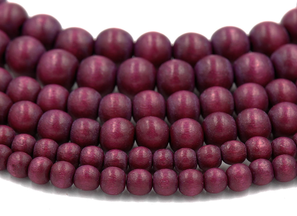 Spiced Red Plum Purple Beads 6mm 8mm 10mm Wood beads -16 inch strand