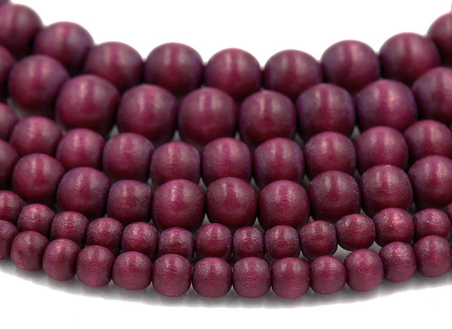 Spiced Red Plum Purple Beads 6mm 8mm 10mm Wood beads -16 inch strand Hover Image