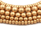 Gold Wood Beads 6mm, 8mm, 10mm, 12mm 16mm Round Gold Wood Rondelle 8x4mm -16 inch strand