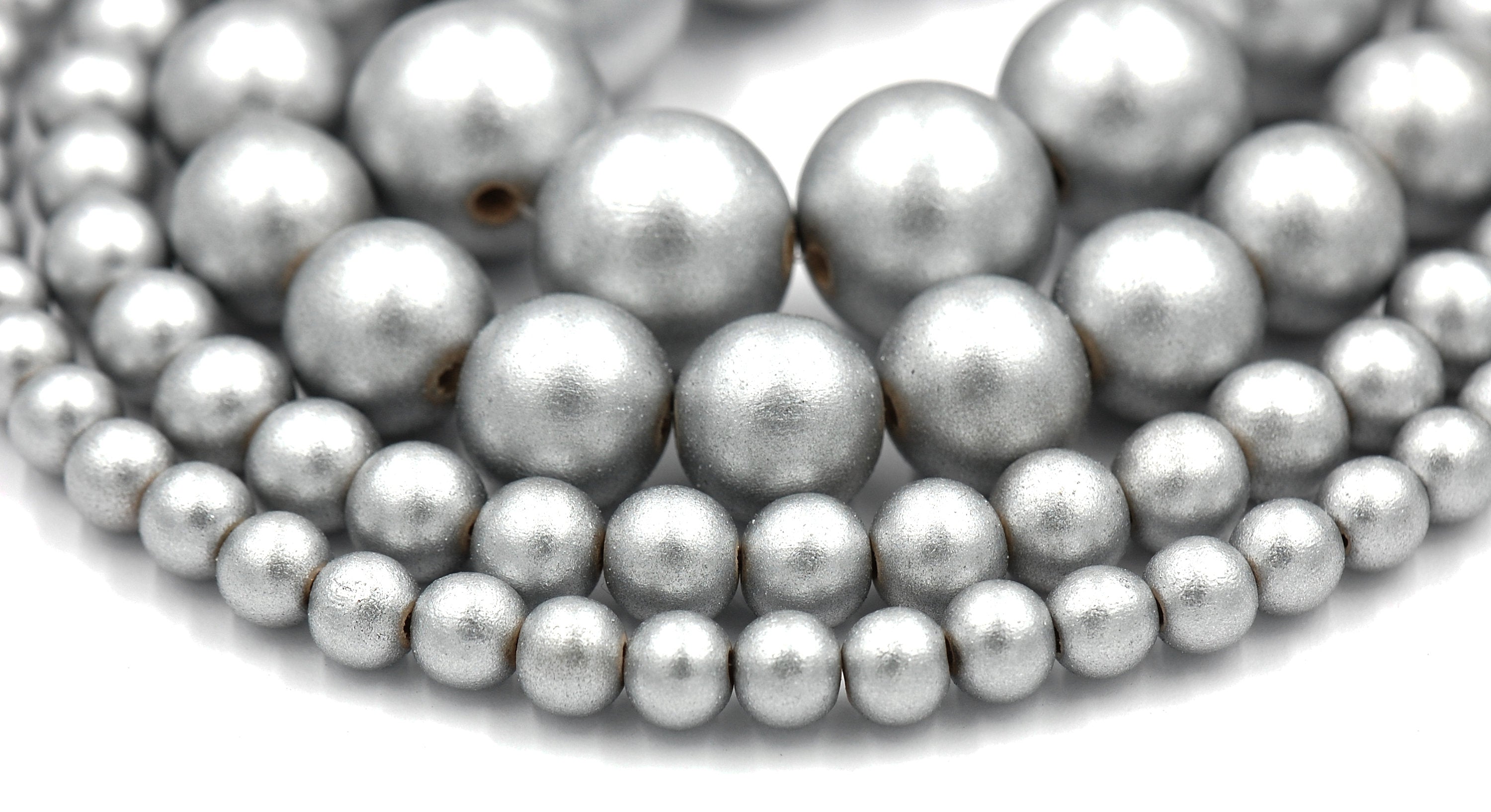 Silver Wood Beads 6mm, 8mm, 10mm, 12mm 16mm Silver Wood Rondelle 8x4mm -16 inch strand