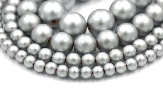 Silver Wood Beads 6mm, 8mm, 10mm, 12mm 16mm Silver Wood Rondelle 8x4mm -16 inch strand Hover Image