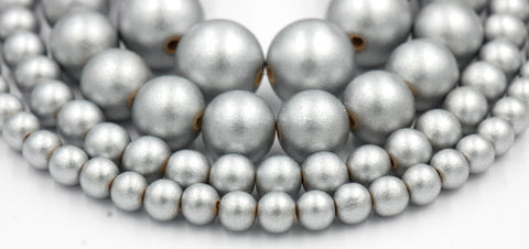 Silver Wood Beads 6mm, 8mm, 10mm, 12mm 16mm Silver Wood Rondelle 8x4mm -16 inch strand