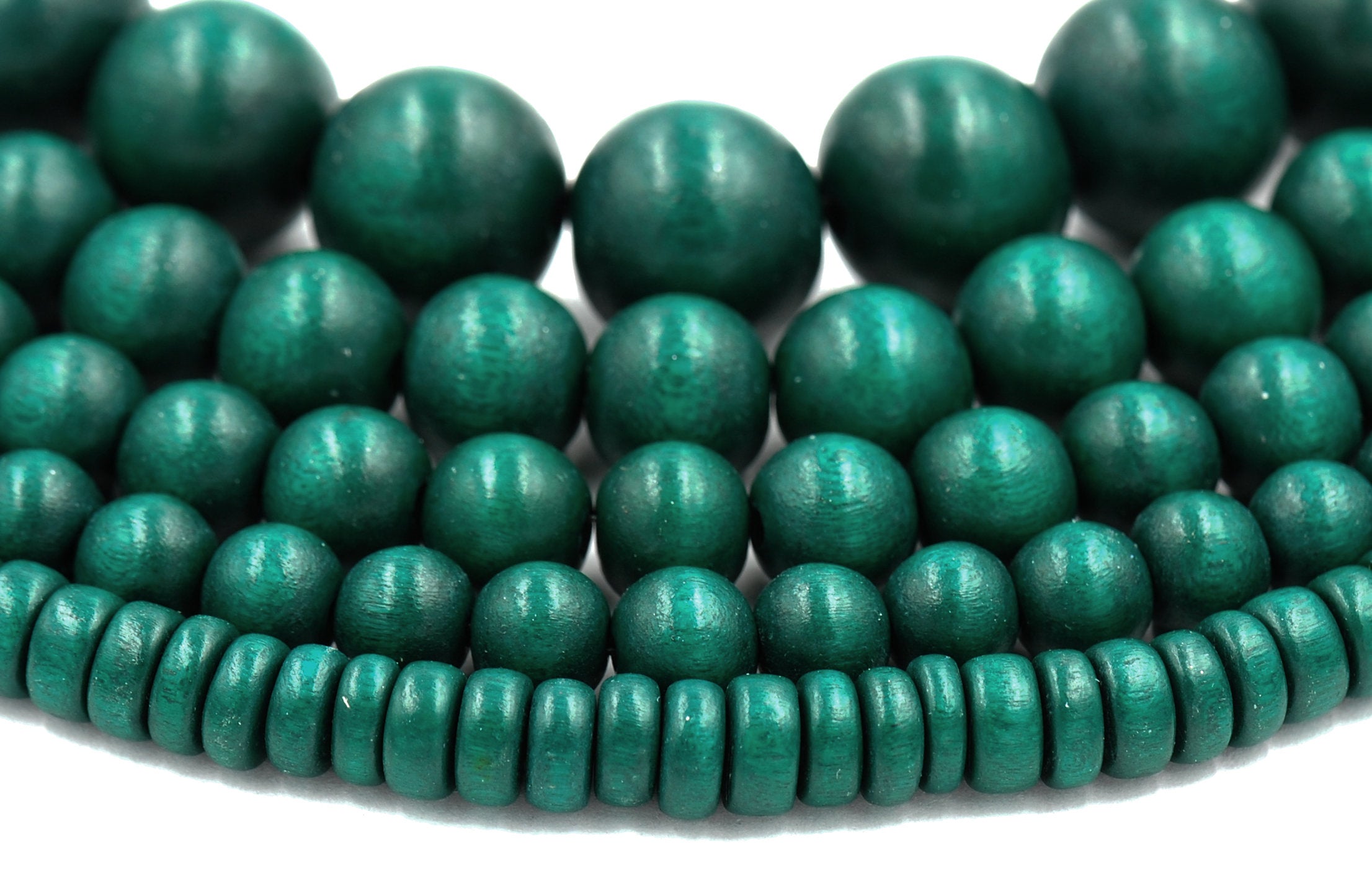 Christmas Green Beads 8mm 10mm Green Wood beads -16 inch strand