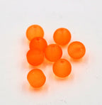 Orange 8mm Frosted Matte Glass Round Druk Beads - 100 beads