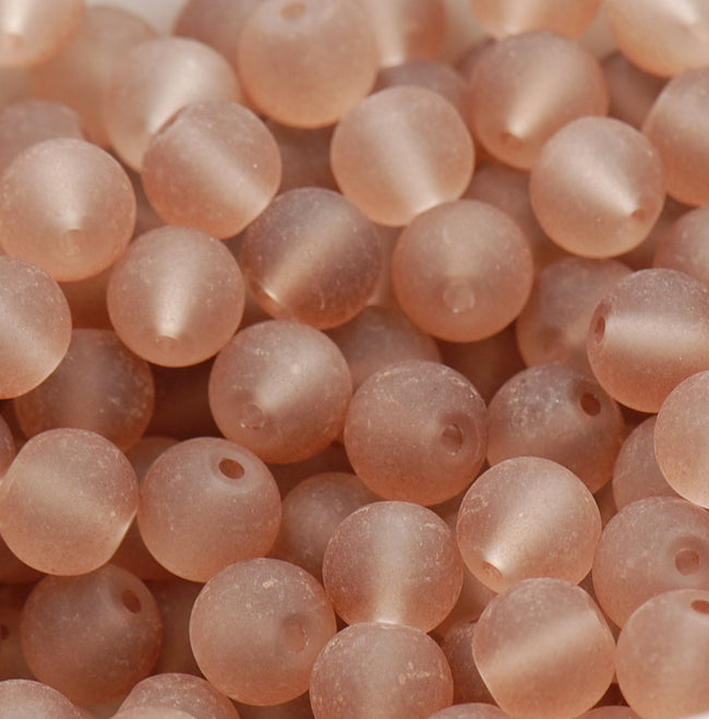 Camel Brown 8mm Frosted Matte Glass Round Druk Beads - 100 beads Hover Image