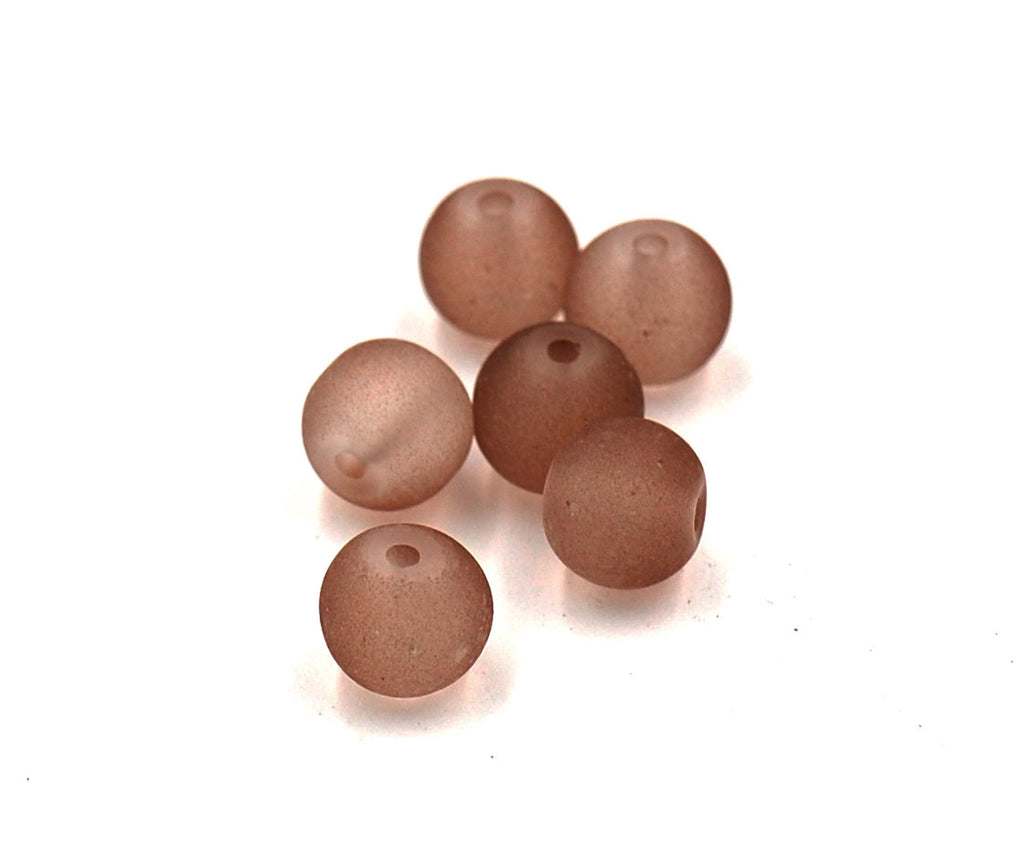 Camel Brown 8mm Frosted Matte Glass Round Druk Beads - 100 beads