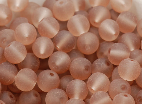 Camel Brown 8mm Frosted Matte Glass Round Druk Beads - 100 beads