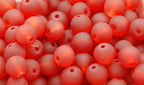 Burnt Red 8mm Frosted Matte Glass Round Druk Beads - 100 beads