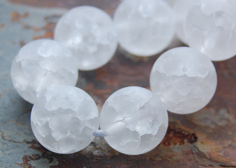 8mm White Ice Crystal Quartz Round Beads -15 inch strand