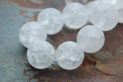 8mm White Ice Crystal Quartz Round Beads -15 inch strand