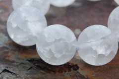 8mm White Ice Crystal Quartz Round Beads -15 inch strand